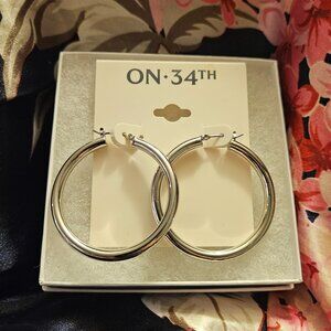 On 34th Silver Tone Hoop Earrings- NWT